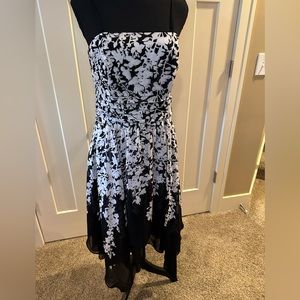 Black and white handkerchief hem dress